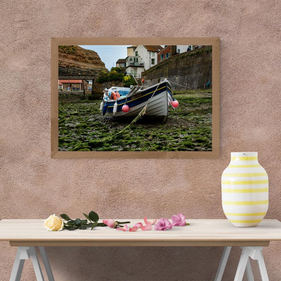 Staithes Harbour Boat Print.