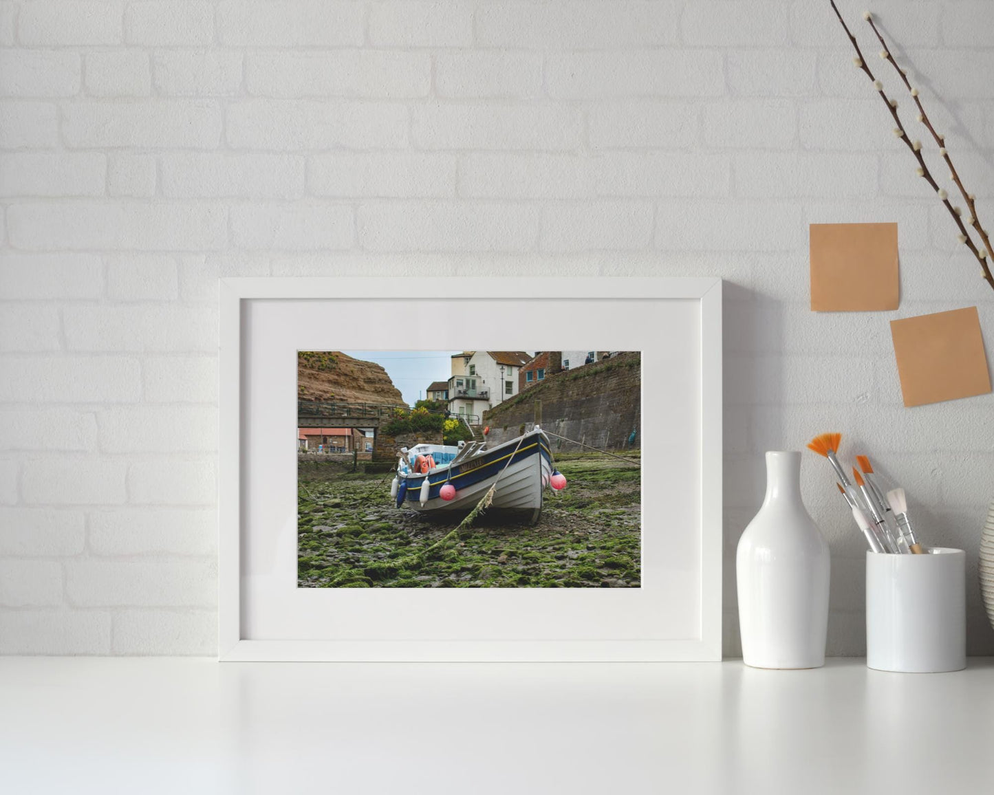 Staithes Harbour Boat Print.