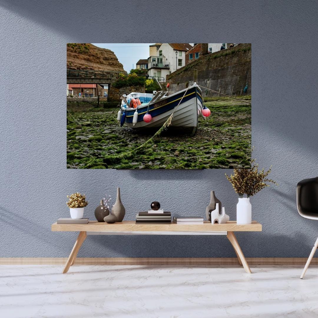 Staithes Harbour Boat Print.