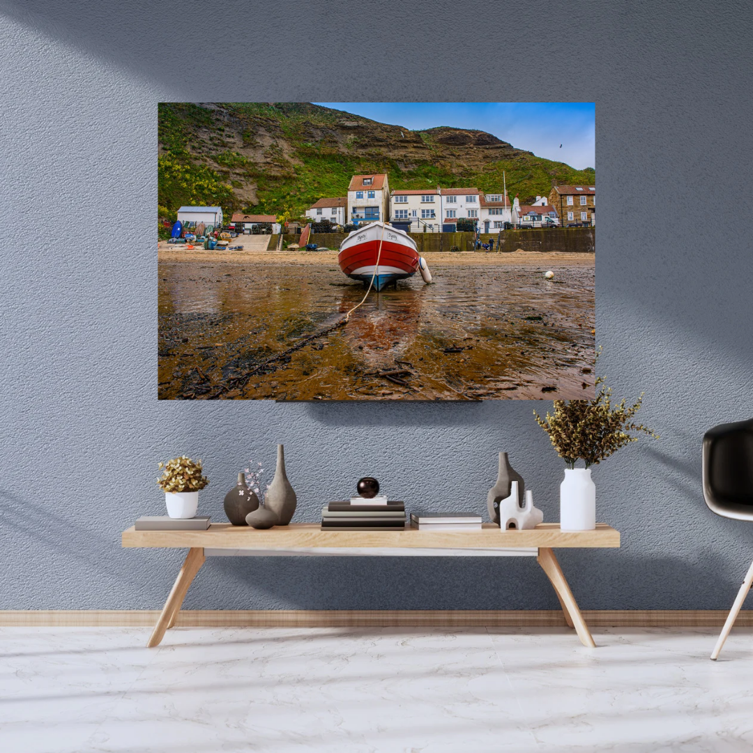 Staithes Harbour low tide Print.