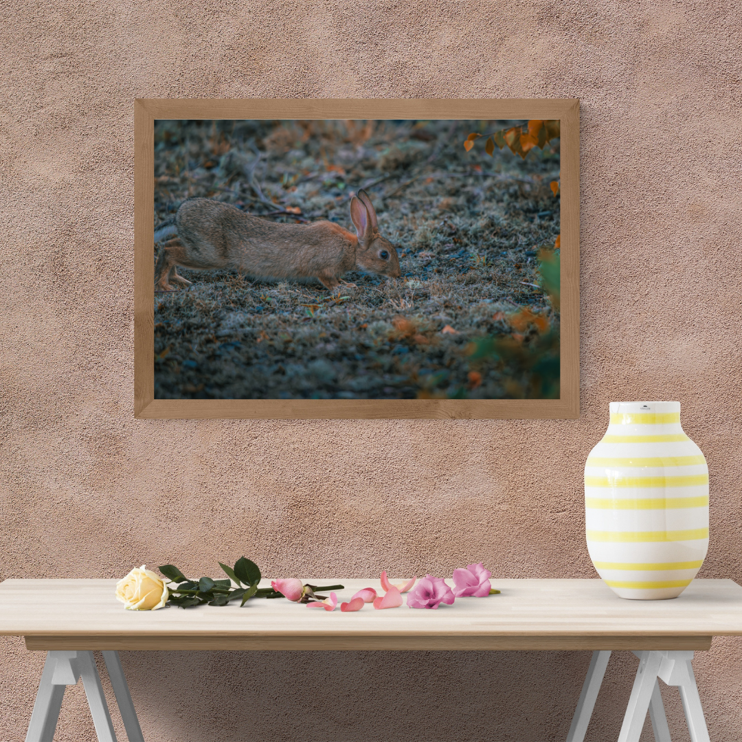 "Whiskers in the Wind" – Adorable Rabbit Woodland Print