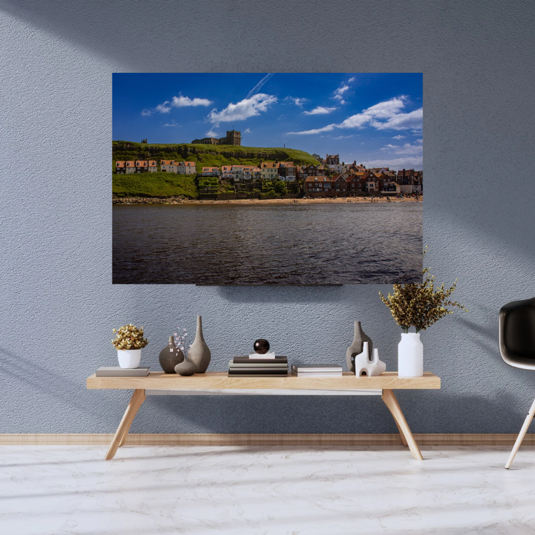 Whitby Harbour photo print - Blue Skies, Calm Seas and Coastal Charm.