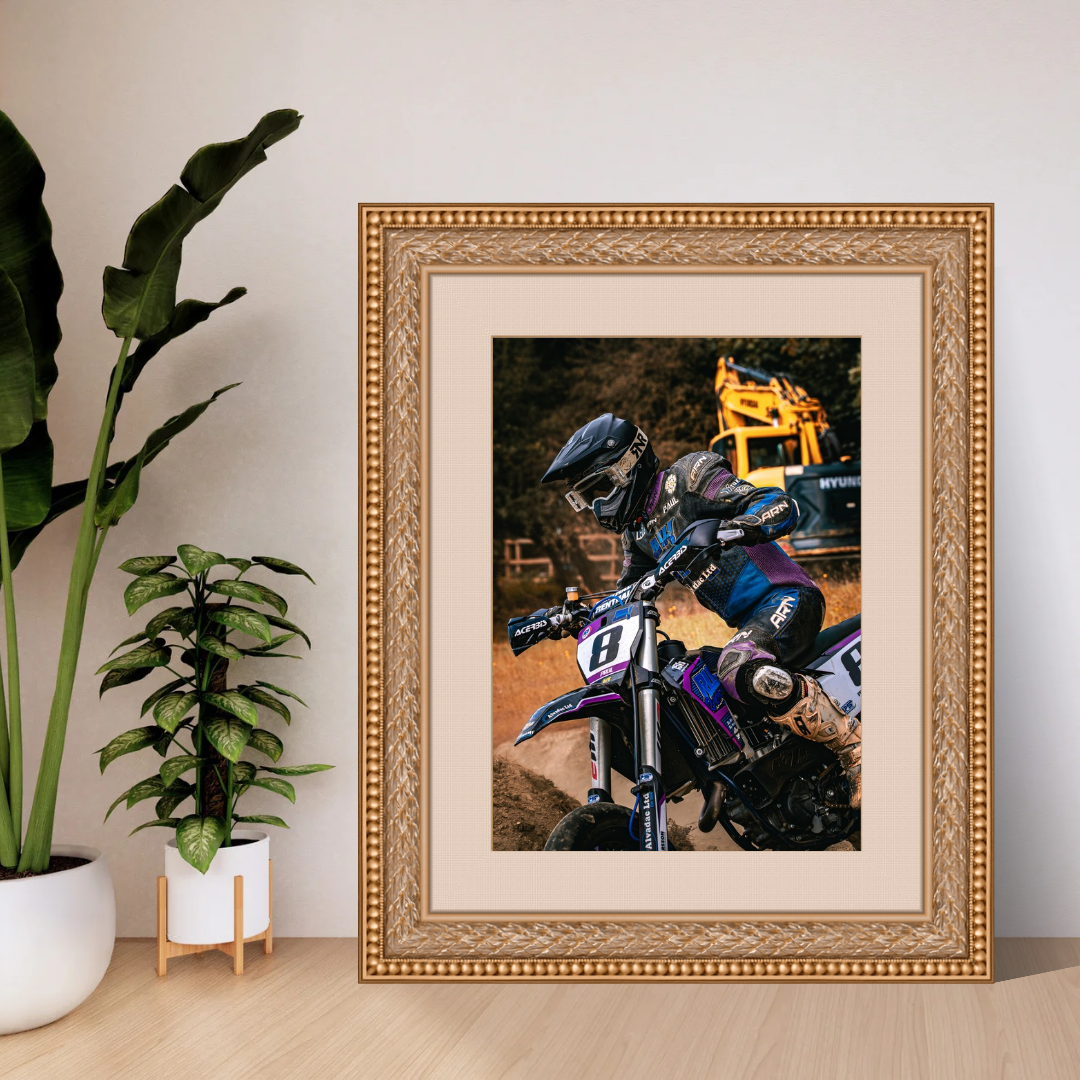 Super moto rider portrait.