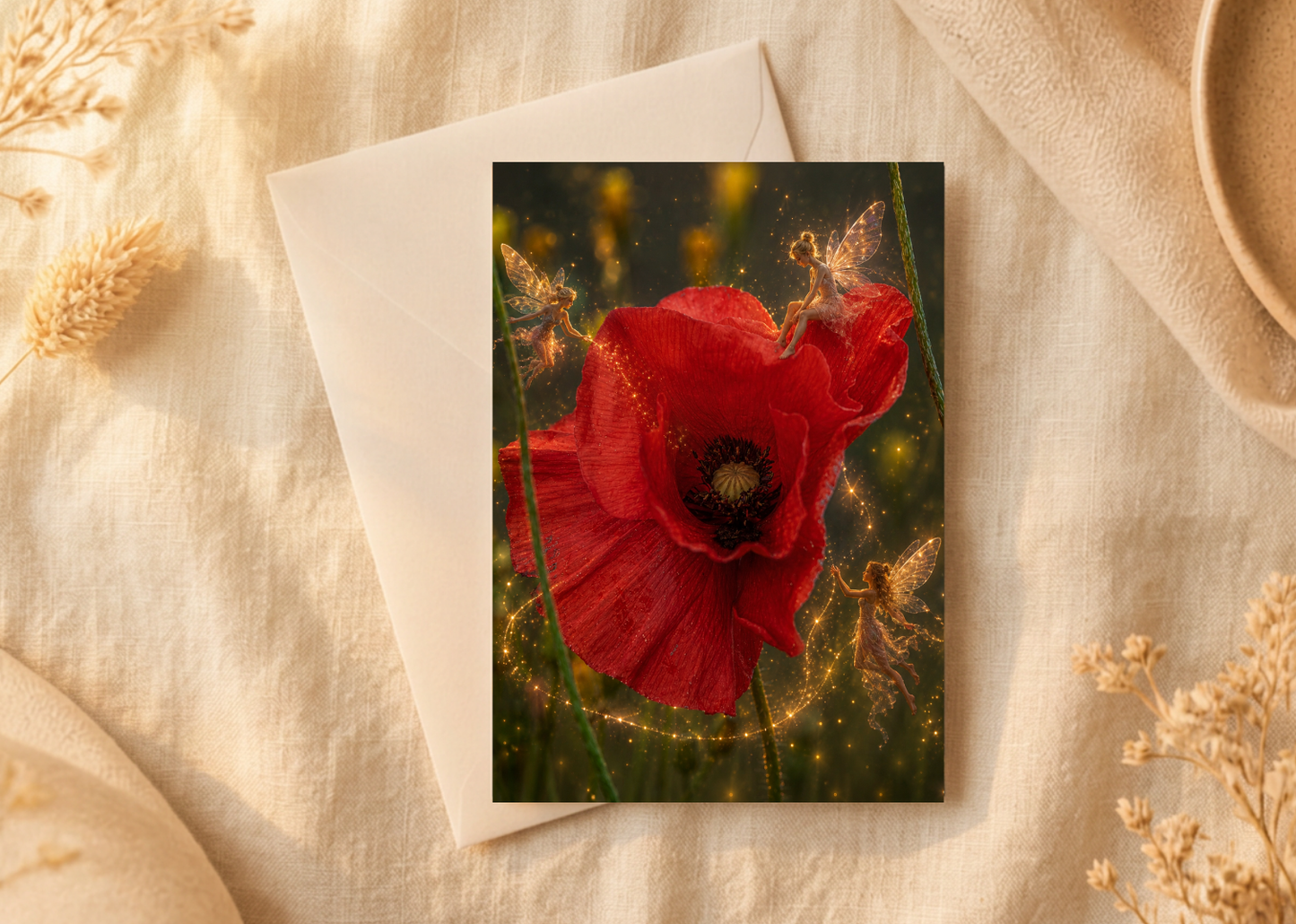 Poppy wishes/Nature with a Touch of Magic Greeting Card | A5 Blank Card | Wildlife & Nature Art.