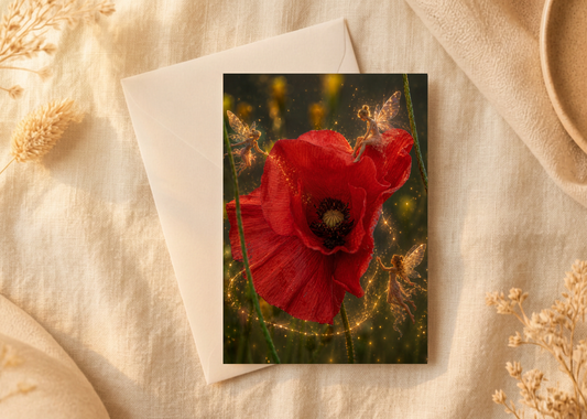 Poppy wishes/Nature with a Touch of Magic Greeting Card | A5 Blank Card | Wildlife & Nature Art.