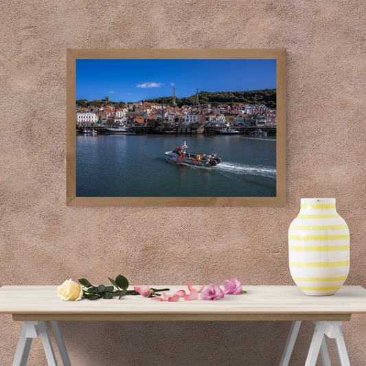 Scarborough Harbour photo print - Blue Skies, Calm Seas and Coastal Charm.