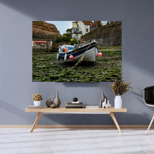 Staithes Harbour Boat Print.