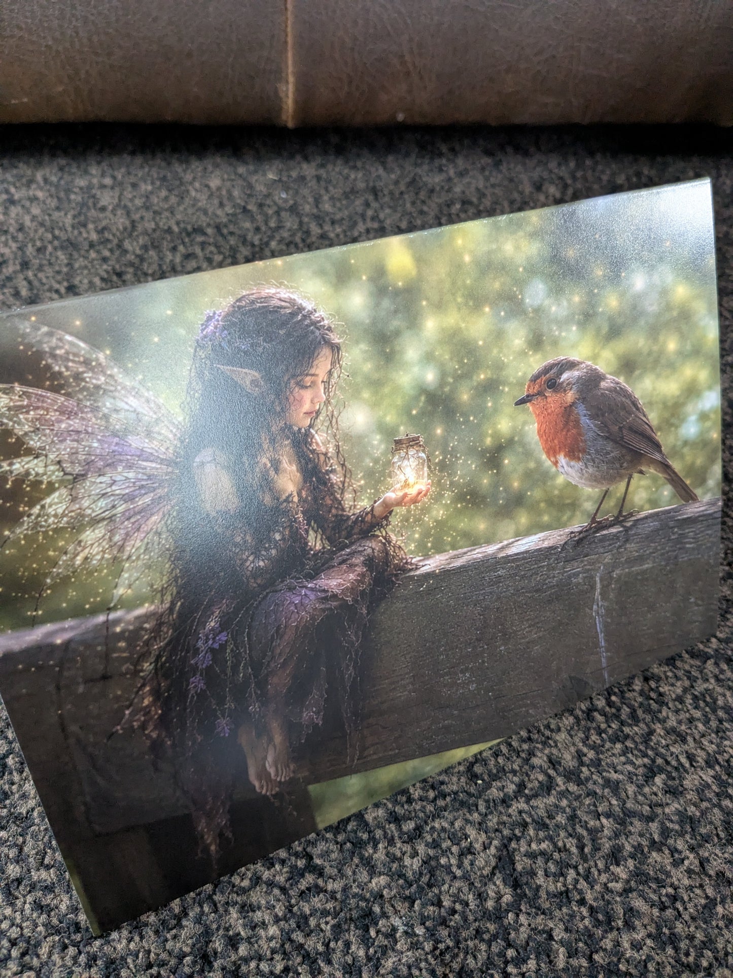 The Robins light/Nature with a Touch of Magic Greeting Card | A5 Blank Card | Wildlife & Nature Art