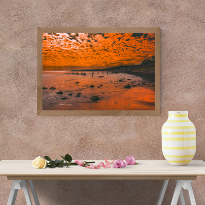 Fiery Sunset Over Sandsend – Dramatic Yorkshire Coast Seascape Wall Art Print