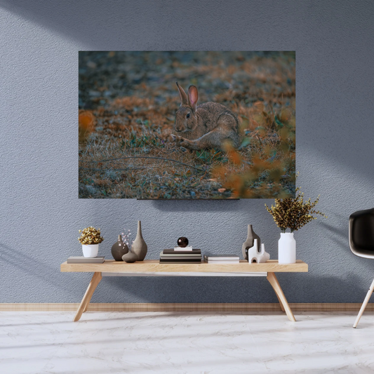 "Whiskers in the Wind" – Adorable Rabbit Woodland Print