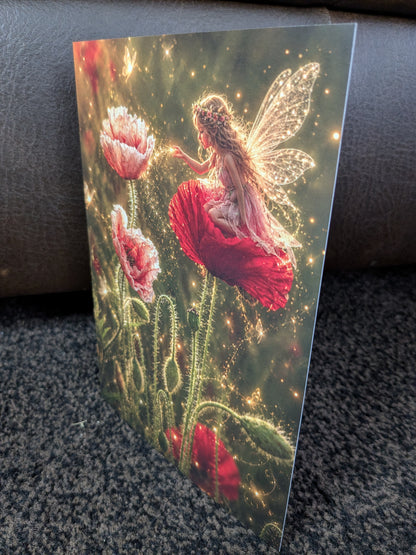 The poppy whisperer/Nature with a Touch of Magic Greeting Card | A5 Blank Card | Wildlife & Nature Art