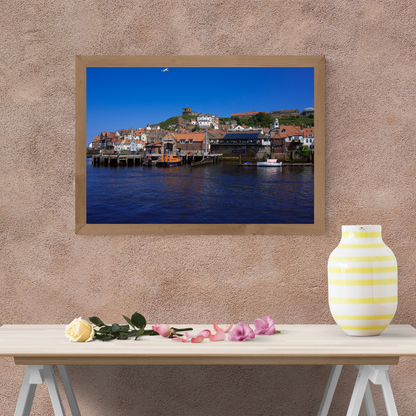 Whitby Harbour photo print - Blue Skies, Calm Seas and Coastal Charm.