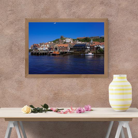 Whitby Harbour photo print - Blue Skies, Calm Seas and Coastal Charm.