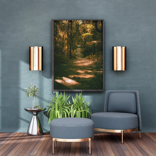 Golden Path Through the Trees – Autumn Woodland Print (Portrait)