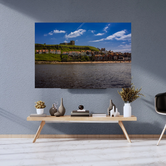 Whitby Harbour photo print - Blue Skies, Calm Seas and Coastal Charm.