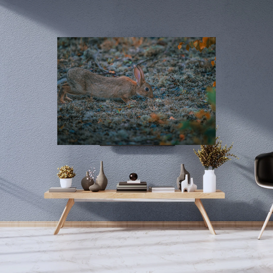 "Whiskers in the Wind" – Adorable Rabbit Woodland Print
