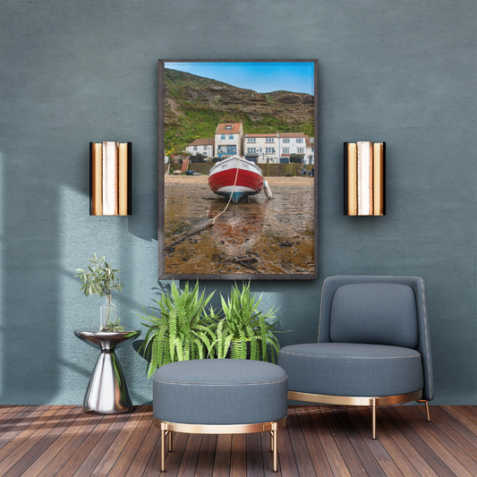 Staithes Harbour low tide Print.