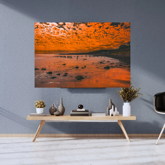 Fiery Sunset Over Sandsend – Dramatic Yorkshire Coast Seascape Wall Art Print
