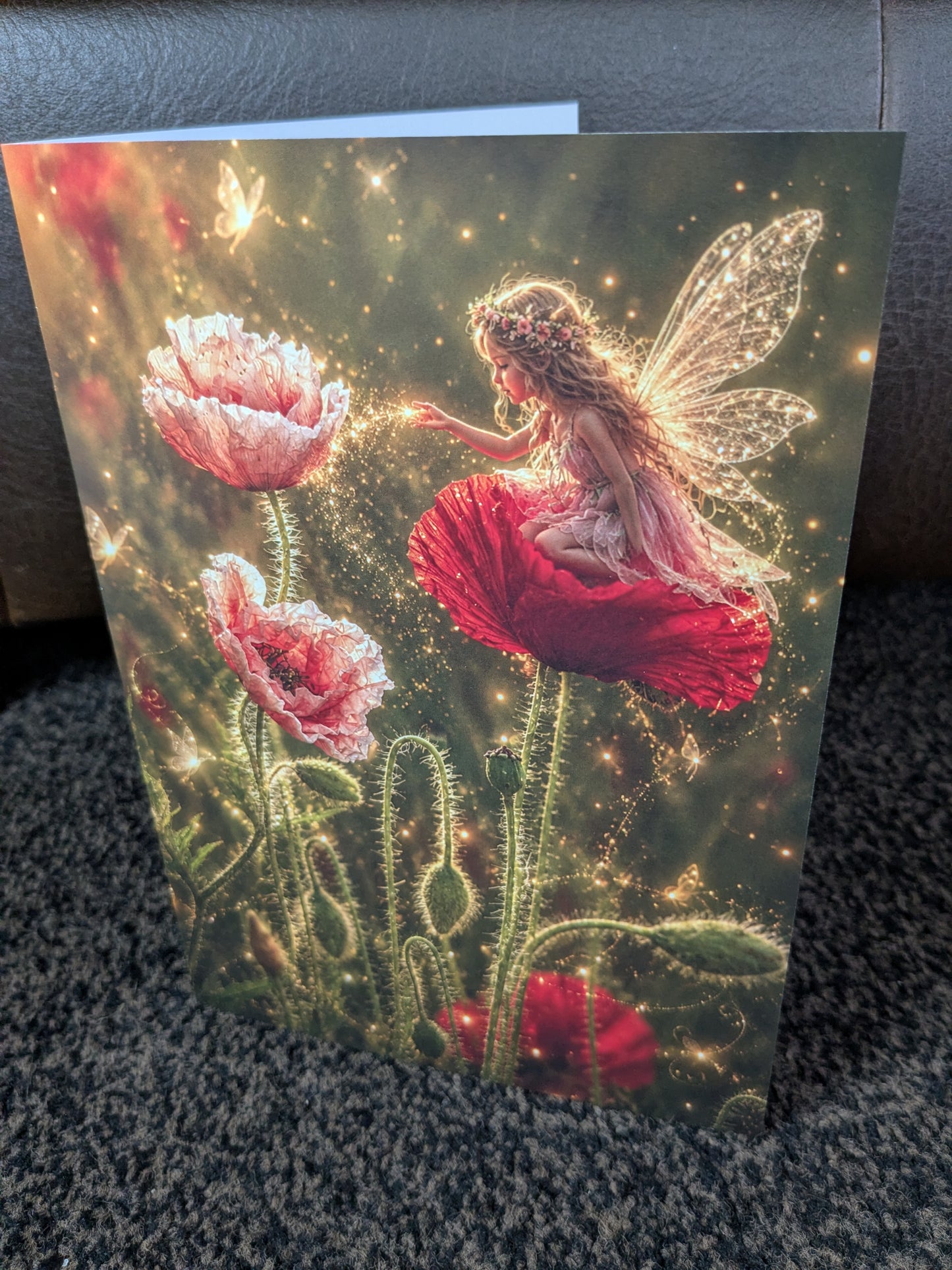 The poppy whisperer/Nature with a Touch of Magic Greeting Card | A5 Blank Card | Wildlife & Nature Art