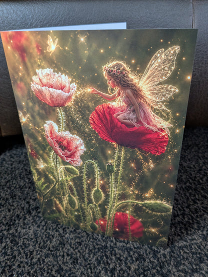 The poppy whisperer/Nature with a Touch of Magic Greeting Card | A5 Blank Card | Wildlife & Nature Art