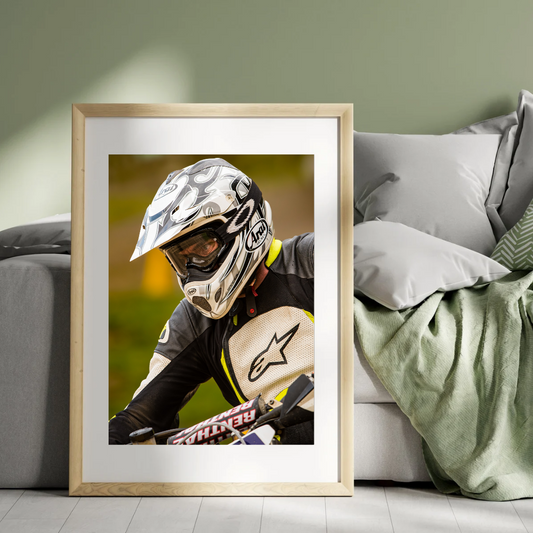 Super moto rider portrait.
